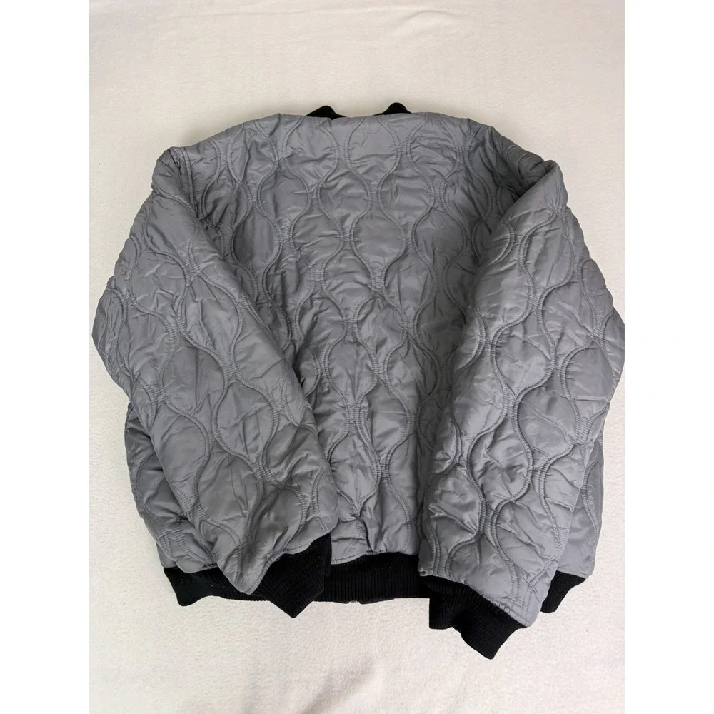 VTG Sean‎ John Reversible Quilted Bomber Jacket Mens XL Grey Black Streetwear
